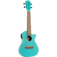 Ortega Guitars, 4-String Earth Series Concert Acoustic/Electric Ukulele, Right, Turquoise, (RULAGOON-CE)