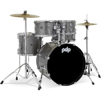 Pacific Drums Center Stage Complete Drumkit, 5 Drum Set, Silver Sparkle, 7x10, 8x12, 12x14 Floor, 14x20 Kick, 5x14 Snare (PDCE2015KTSS)