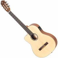 Ortega Guitars Family Series Thinline Acoustic-Electric Left-Handed Nylon Classical 6-String Guitar w/Bag, (RCE125SN-L)