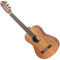 Ortega Guitars 6 String Family Series 1/2 Size Left-Handed Nylon Classical Guitar w/Bag, Cedar Top-Natural-Satin, (R122-1/2-L)