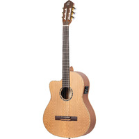 Ortega Guitars 6 String Family Series Pro Left-Handed Solid Top Slim Neck Acoustic-Electric Nylon Classical Guitar w/Bag, (RCE131SN-L)