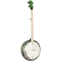 Ortega Guitars Facon Falcon Series 5-String Quilted Maple Resonator Acoustic-Electric Banjo w/Bag, Right, Transparent Green, one Size (OBJE400TGR)