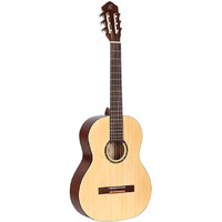 Ortega Guitars 6 String Student Series Pro Solid Top Nylon Classical Guitar, Right, Spruce, 4/4 (R55)