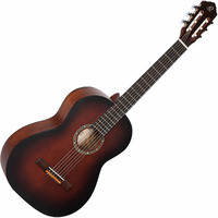 Ortega Guitars 6 String Student Series Pro Solid Top Nylon Classical Guitar, Right, Bourban Fade, 4/4 (R55BFT)