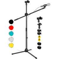 5 Core Tripod Mic Stand Floor Adjustable 31 to 76 Inches Boom Arm Holder Microphone Stands 360 Degree Rotating + Dual Mic MS DBL