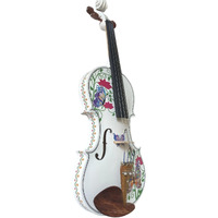 Rozanna's Violins Butterfly Dream II Bejeweled White Violin Outfit with Greco & Bejeweled Bow 4/4 | Includes Bow, Rosin, Case & Strings