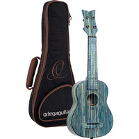 Ortega Guitars, 4-String Bamboo Series All Solid Soprano Ukulele w/Bag, Right-handed, Stone Washed, (RUSWB-SO)