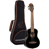 Ortega Guitars, 4-String Onyx Series Tenor Ukulele w/Bag, Right-handed, Black, (RUOX-TE)