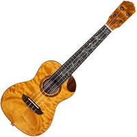 Ortega Guitars, 4-String Elite Series Concert Acoustic-Electric Ukulele w/Bag, Right-handed, (RUET-QMA)