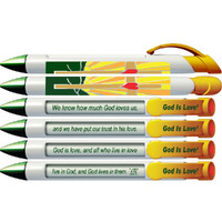 Greeting Pen  God is Love  Scripture Pens, Scripture Verses ith Rotating Messages, 6 Pen Set (36052)