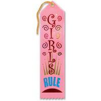 Beistle AR238 Girl Rules Fabric Award Ribbon, Pink, 2  x 8