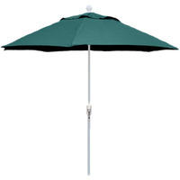 FiberBuilt 7.5 Ft. Aluminum Market Patio Umbrella W/Crank Lift - White Pole/Forest Green Olefin