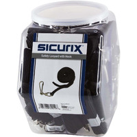 SICURIX Safety Lanyard Hook and Loop Breakaway Hook Flat Style Hexagonal Tub Display of 48 Black (69019)