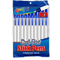 10pk Medium Point Stick Pens - Black