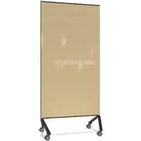 Ghent Pointe Non-Magnetic Mobile Glassboard, Beige Painted Glass w/ Black Frame, 77  H X 36  W