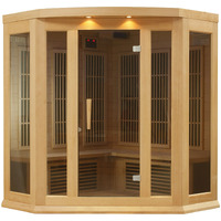 DYNAMIC SAUNAS Maxxus 3 Per Low EMF FAR Infrared Carbon Corner Canadian Hemlock Sauna