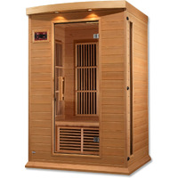 DYNAMIC SAUNAS Maxxus Toulouse 2 Person Low EMF Far Infrared 6 Panel Sauna, FM Radio, CD Player, Aux Port, and Built-in Speakers, Canadian Hemlock