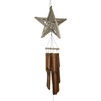 Cohasset Gifts 241 Cohasset Driftwood Star Bamboo Wind Chime, Natural Wood Finish