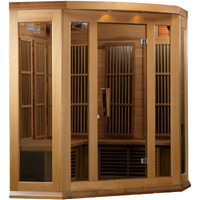 Maxxus 3 Per Low EMF FAR Infrared Carbon Corner Canadian Red Cedar Sauna