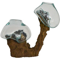 Cohasset Gifts 647-30D Cohasset Double Molten Sculpture, Approximately 12  Tall, Natural Wood and Recycled Glass