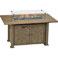 Patio Resort Rome Platinum Aged Driftwood 53  x 35  Fire Table