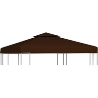 'vidaXL 2-Tier Gazebo Top Cover - 9.8'x9.8' Size - Water-Resistant Polyester Fabric - Easy Installation with Fasteners - Brown Color