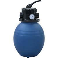 vidaXL Pool Sand Filter in Blue - Effective Water Purifier with 4-Position Valve - 247.2 ft/h Flow Rate - High-Density Polyethylene Build - Requires 41.9 lb Ground Filter Sand