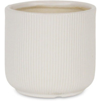 Cheungs Currula Round Ridged Pattern Ceramic Pot- Small - White