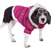 Pet Life Fashion Parka with Removable Hood - Pink Metallic - Medium