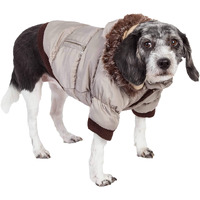 Pet Life DPF00005 Metallic Ski Parka Dog Coats with Removable Hood, Large, Gray