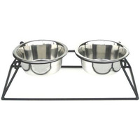 Pets Stop Pyramid Double Diner - Black - Small