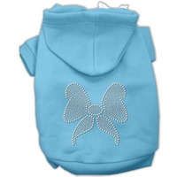 Christmas Pet Dog & Cat Hoodie Rhinestone,  Bow  Baby Blue LG (10-14 lbs.)