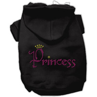 Pet, Dog & Cat Hoodie Rhinestone,  Princess  Black MD (6-10 lbs.)