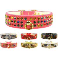 Dog, Puppy & Pet Collar,  Mardi Gras Three Row Confetti Jewel Set  White 16