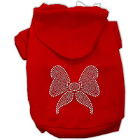 Christmas Pet Dog & Cat Hoodie Rhinestone,  Bow  Red LG (10-14 lbs.)