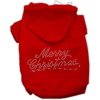 Christmas Pet, Dog & Cat Hoodie Rhinestone,  Merry Christmas  Red LG (10-14 lbs.)