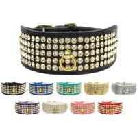 Dog, Puppy & Pet Collar,  Five Row Clear Crystal  Gold 26