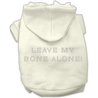 Pet, Dog & Cat Hoodie Rhinestone,  Leave My Bone Alone  Cream MD (6-10 lbs.)