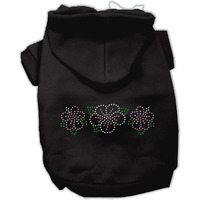 Pet, Dog & Cat Hoodie Rhinestone,  Tropical Flower  Black MD (6-10 lbs.)