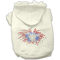 Pet, Dog & Cat Hoodie Rhinestone,  Fireworks  Cream MD (6-10 lbs.)