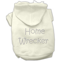 Pet, Dog & Cat Hoodie Rhinestone,  Home Wrecker  Cream MD (6-10 lbs.)