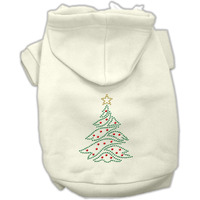 Christmas Pet, Dog & Cat Hoodie Rhinestone,  Christmas Tree  Cream LG (10-14 lbs.)