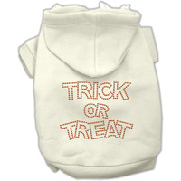 Halloween Pet Dog & Cat Hoodie Rhinestone,  Trick Or Treat  Cream MD (6-10 lbs.)