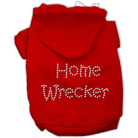 Pet, Dog & Cat Hoodie Rhinestone,  Home Wrecker  Red MD (6-10 lbs.)