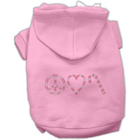 Mirage Pet Products 12-Inch Peace, Love and Candy Canes Hoodies, Medium, Pink