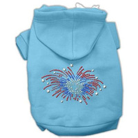 Pet, Dog & Cat Hoodie Rhinestone,  Fireworks  Baby Blue LG (10-14 lbs.)