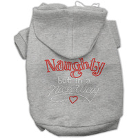 Christmas Rhinestone Pet, Dog & Cat Hoodie,  Naughty, But In A Nice Way  Gray MD (6-10 lbs.)