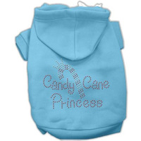 Christmas Pet Dog & Cat Hoodie Rhinestone,  Candy Cane Princess  Baby Blue LG (10-14 lbs.)