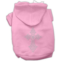 Pet, Dog & Cat Hoodie Rhinestone,  Cross  Pink L