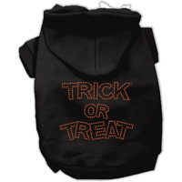 Halloween Pet Dog & Cat Hoodie Rhinestone,  Trick Or Treat  Black SM (3-6 lbs.)